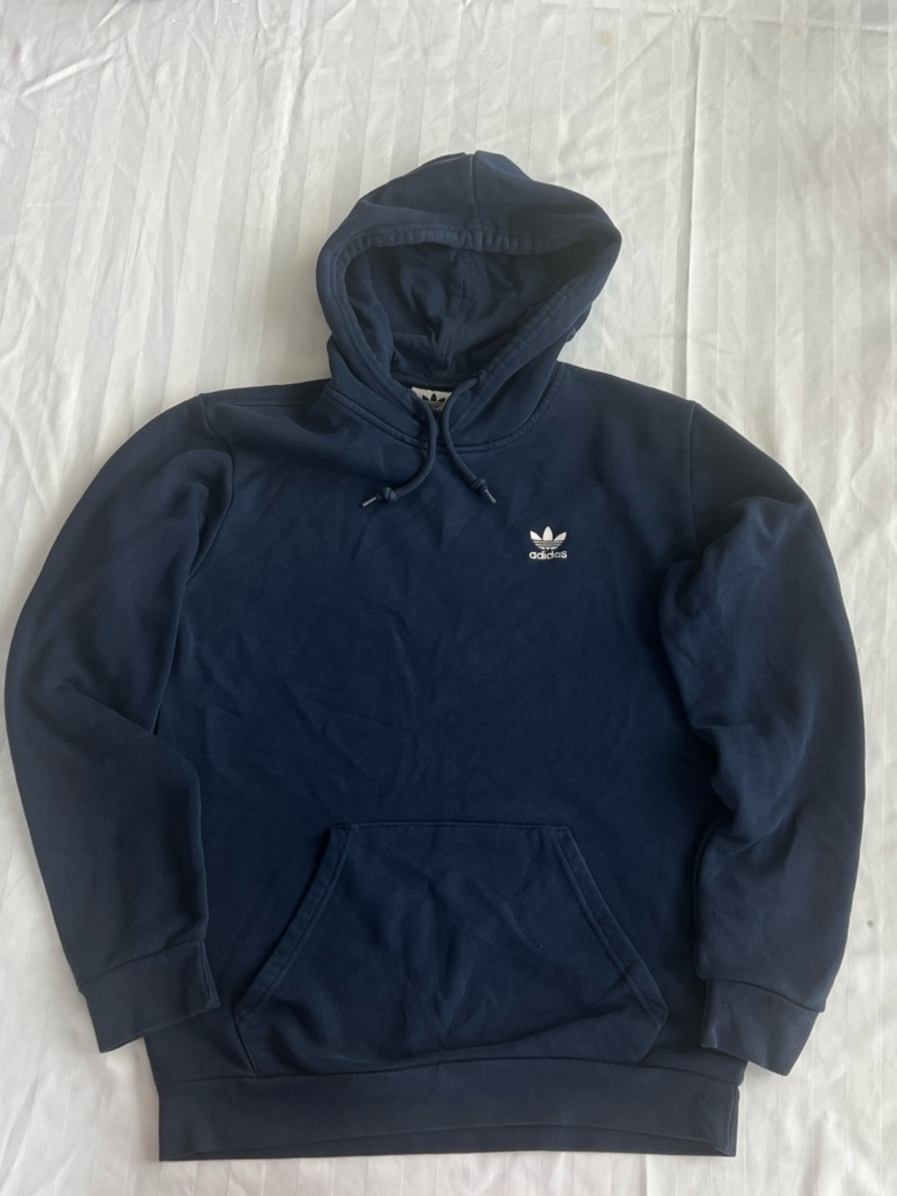 adidas Navy Trefoil Pullover Hoodie with Hood